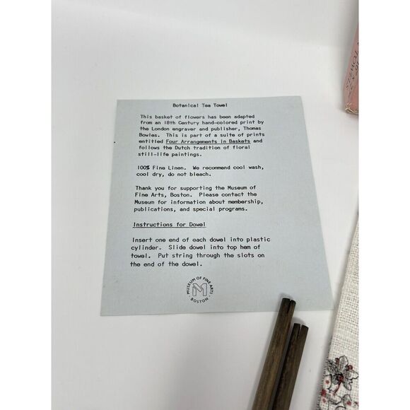 NOS Vintage Botanical Tea Towels MFA Museum Of Fine Arts Boston Linen Floral - Picture 4 of 5